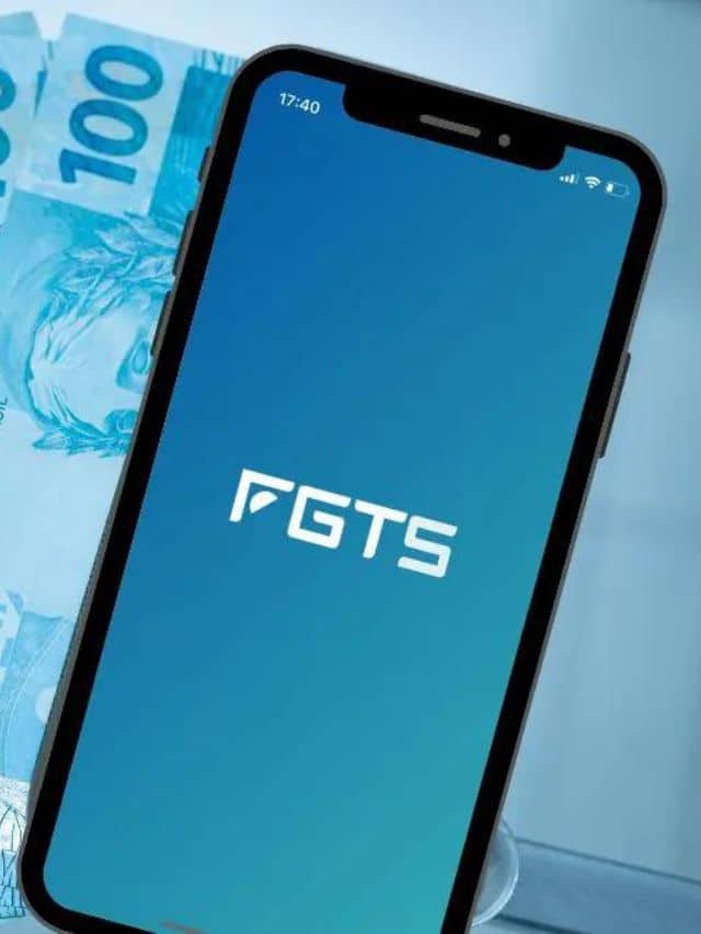 Imagem que ilustra um celular com o aplicativo do FGTS aberto.