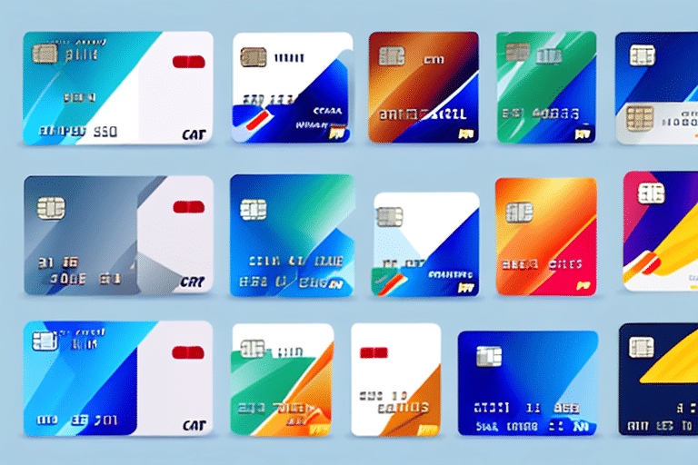 Uma imagem que ilustra diversos tipos de cartão de crédito.