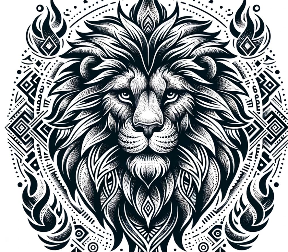 Uma imagem de tatuagem de leão para as costas.