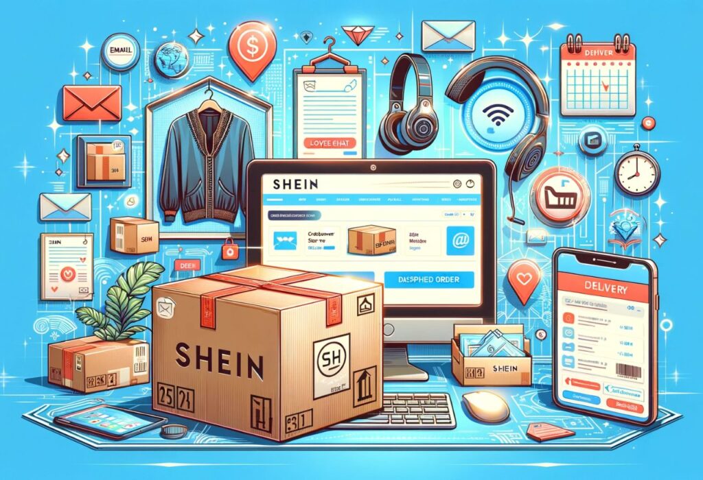 Uma imagem que ilustra os pedidos na shein. A ideia é passar o sentimento dele estar sendo despachado pela empresa Shein.