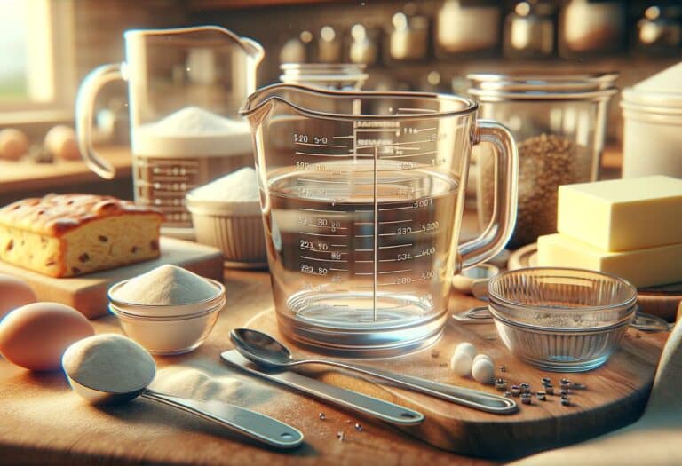 Uma imagem que possui uma jarra com medidas ilustrando quantas gramas tem uma xícara de chá.